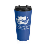 Blue and White Stainless Steel Travel Mug